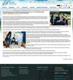 Young Naturalists Club Mentorship Program at U-Hill Elementary Fosters Students Success in the Sciences | Vancouver School Board