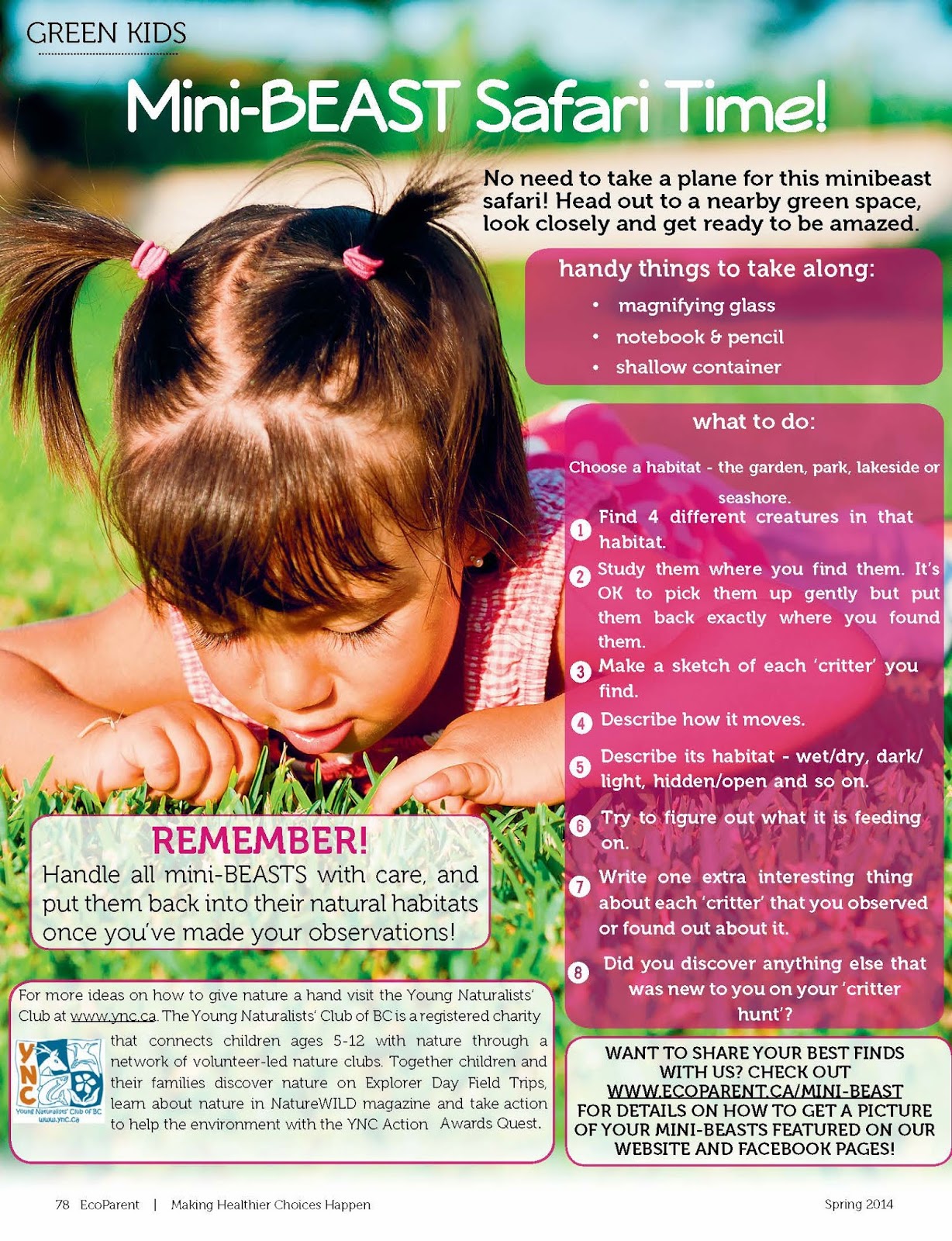 Check out our latest YNC activity recently highlighted in the EcoParent magazine!